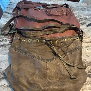 Day & Mood Stylish Olive Green and Dusty Rose Leather Handbags